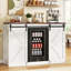 Armoire-bar 53 po avec portes de grange, mini-réfrigérateur et prise de courant
