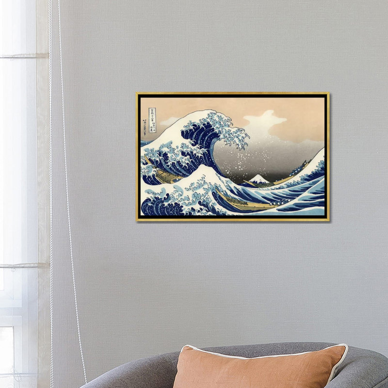 La grande vague à Kanagawa, 1829 par Katsushika Hokusai - Estampe numérique sur toile tendue avec châssis, H 26 po x l 40 po
