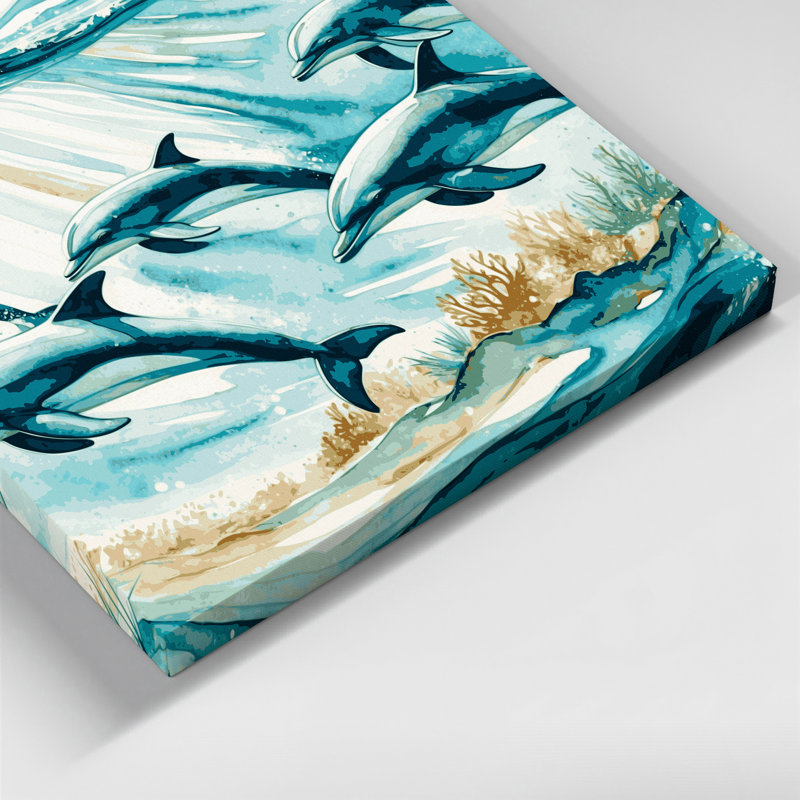 Art mural sur toile Coastal Dolphin Pod, H 12 po x l 12 po