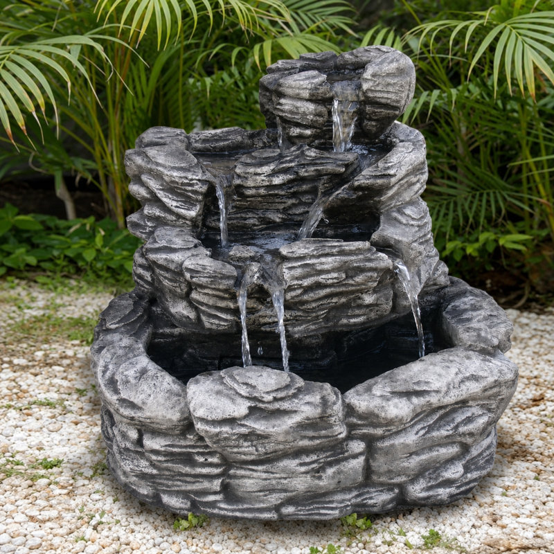 Sierra Cast Stone Falls Fountain, Charcoal