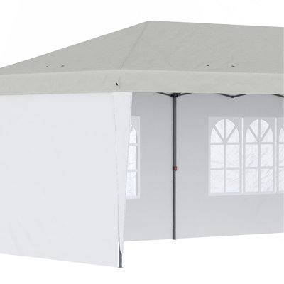 Tente à auvent escamotable 10 pi x 20 pi avec 4 parois latérales, tentes robustes pour les fêtes, abri de jardin instantané extérieur avec sac de transport, pour l'extérieur, jardin, patio, blanc
