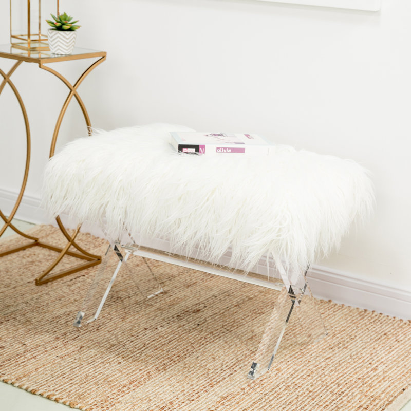 Tavarez Polyester Upholstered Bench, White