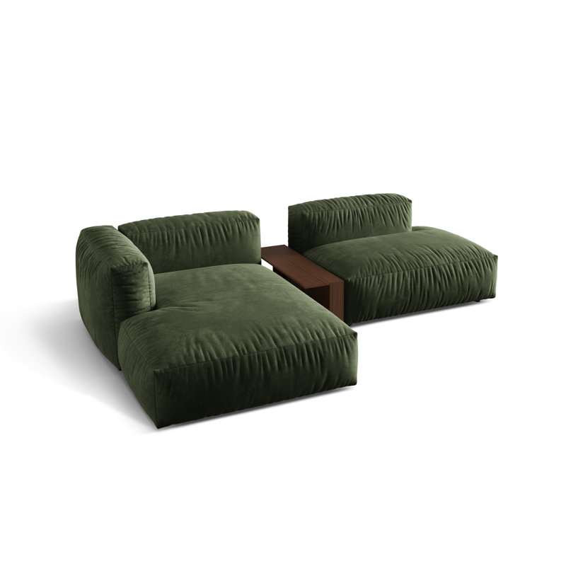 Bedar 2 Seater Velvet Corner Sofa , Green