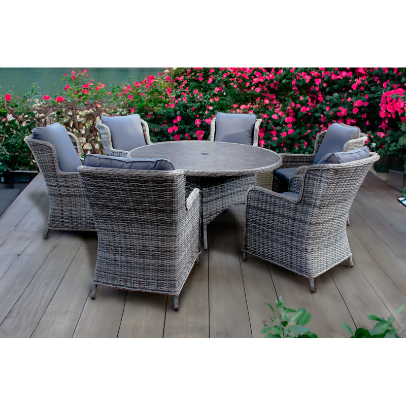6 - Person Wicker Patio Dining Set with