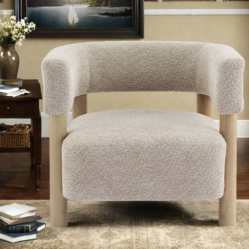 Chaises d'appoint Cozy Boucle, structure en bois d'hévéa, style moderne pour la maison