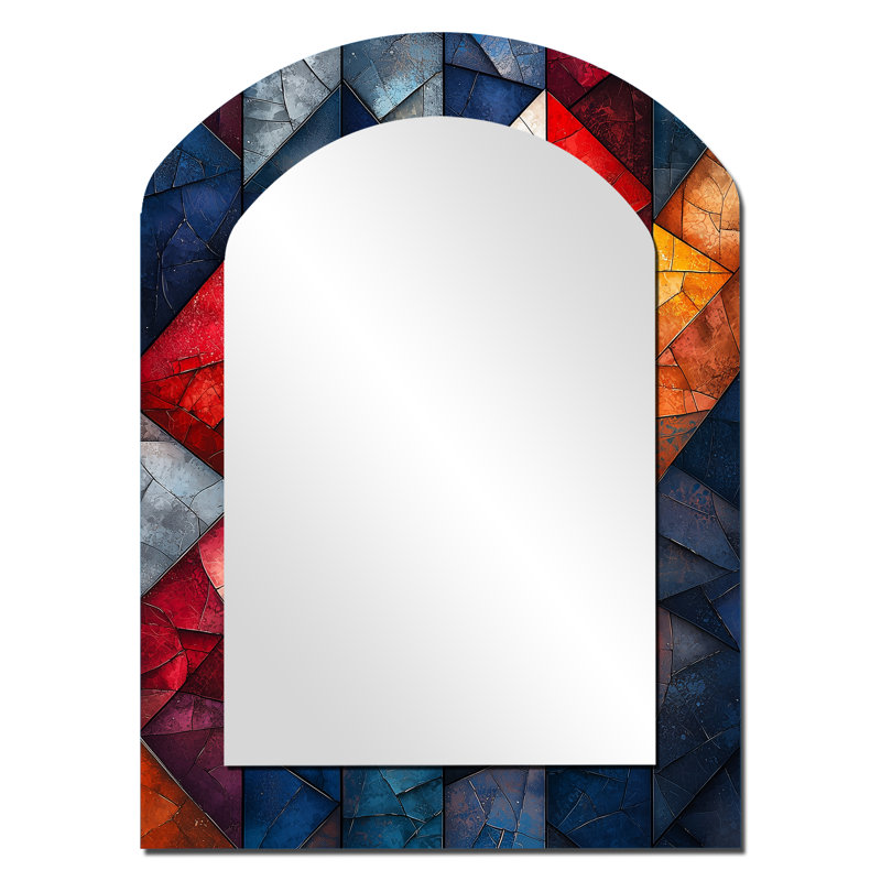 «Unity In Force Usa Flag Fragments IV» - miroir mural asymétrique patriotiste unique, miroir en arche moderne, impression sur métal