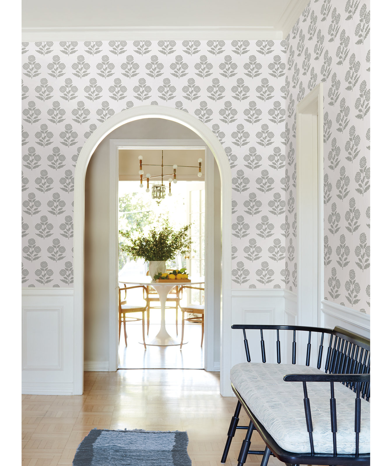 Souci Marigolds Wallpaper, Gray