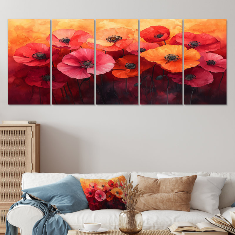 Ketcham - coquelicots - art mural traditionnel, H 28 po x l 60 po, 5