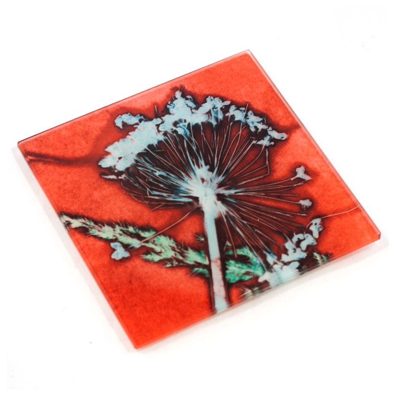 Guynn Glass Square 1 Piece Coaster, Red