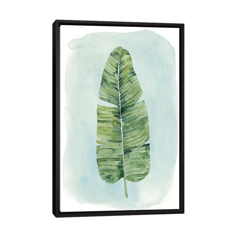 «Paradise Palm Leaves IV», impression sur toile, H 26 po x l 18 po x P 1,5 po, Toile avec cadre flottant noir, Pas de tapis