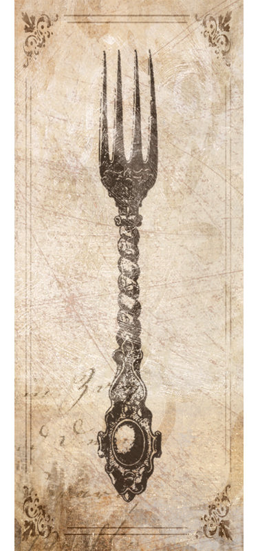 Fork - Painting Print, 91 cm H x 61 cm W, Black Floater Framed