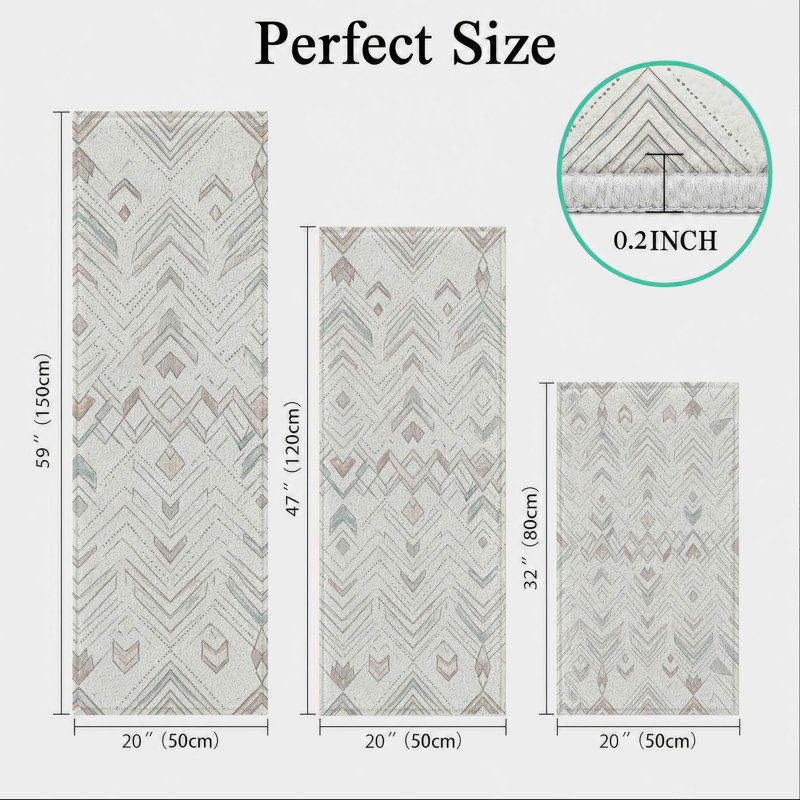 Geometric Pattern Non-Slip Washable Kitchen Mats