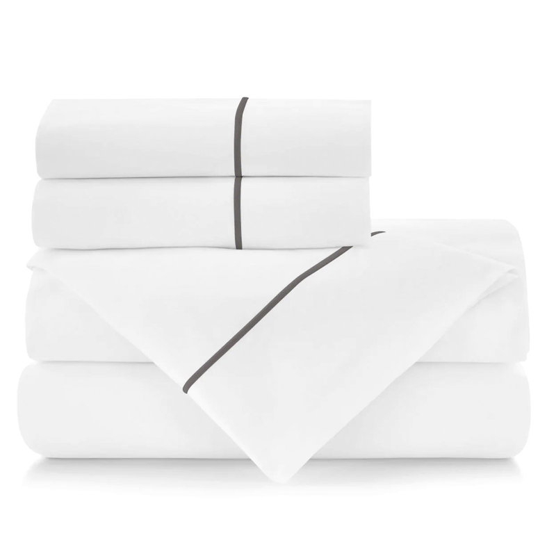 Ensemble de draps 6 pièces en coton standard blanc, Très grand