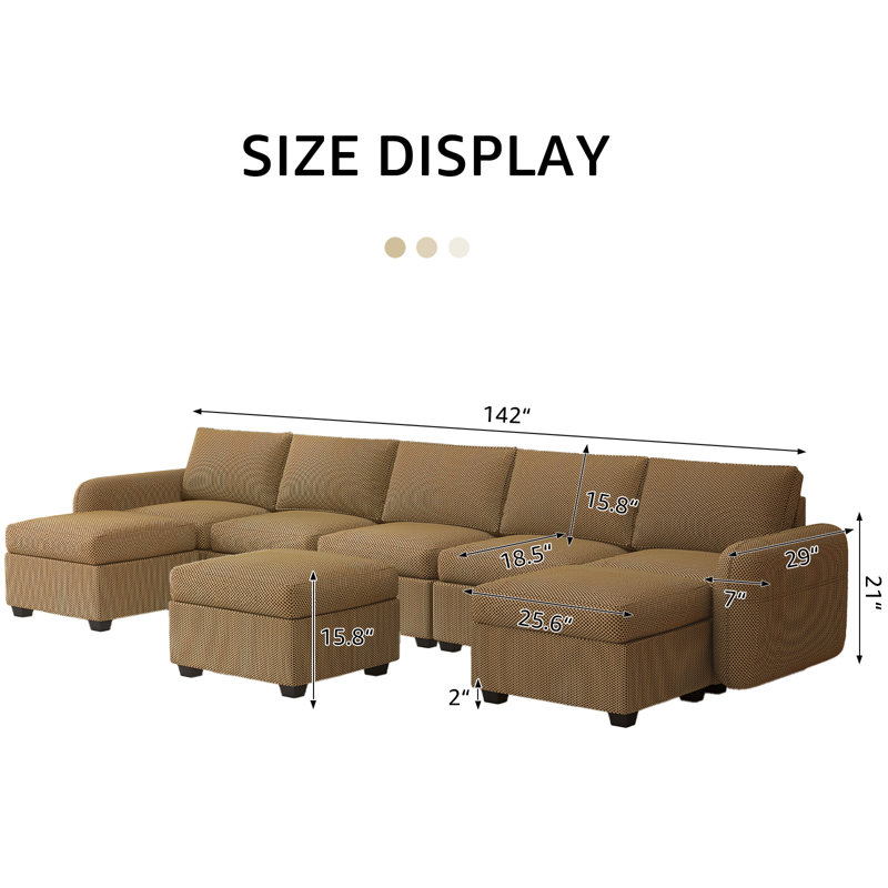 Canapé modulaire 8 pièces Jazabell, Brun