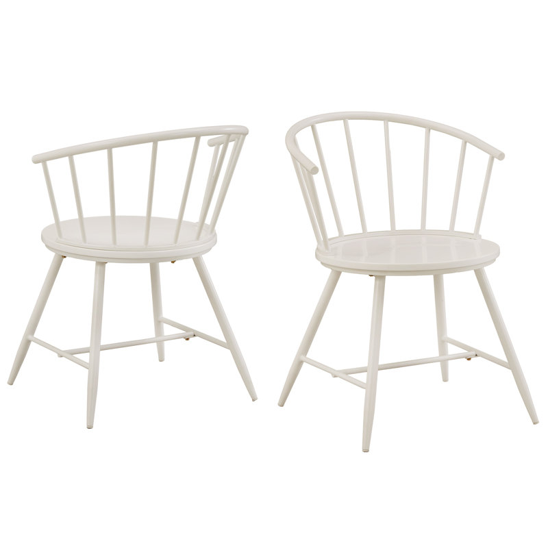 Kennamer Slope Low Back Windsor Metal Side Chairs (Set Of 2), White