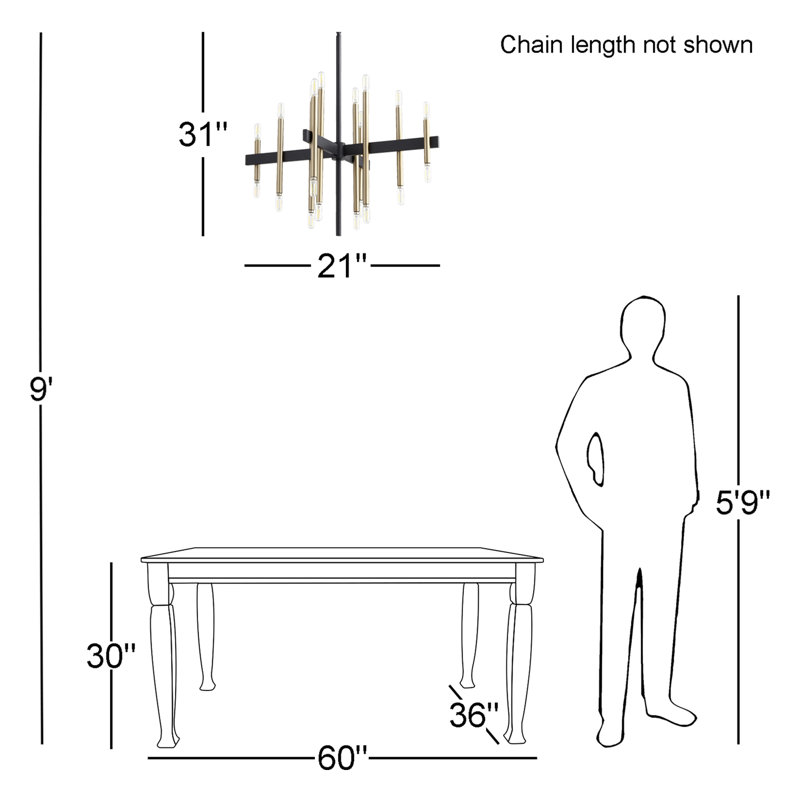 Alassane 20 - Light Dimmable Modern Linear Chandelier