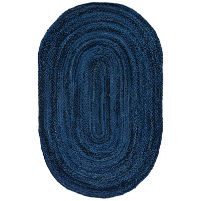Proffitt Handmade Flatweave Cotton Navy/Black Area Rug