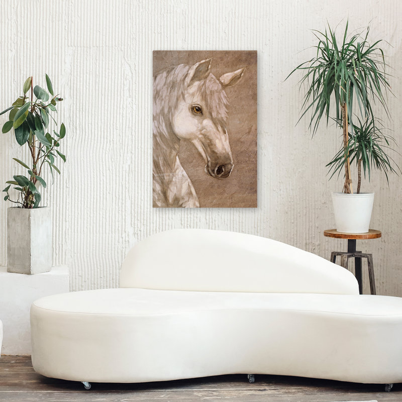 Nuage - cheval blanc contemporain, art équin, art cheval majestueux, H 36 po x l 24 po