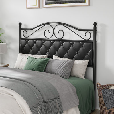 Retro Metal Upholstered Headboard With Elseline And Queen Sizes by Charlton Home