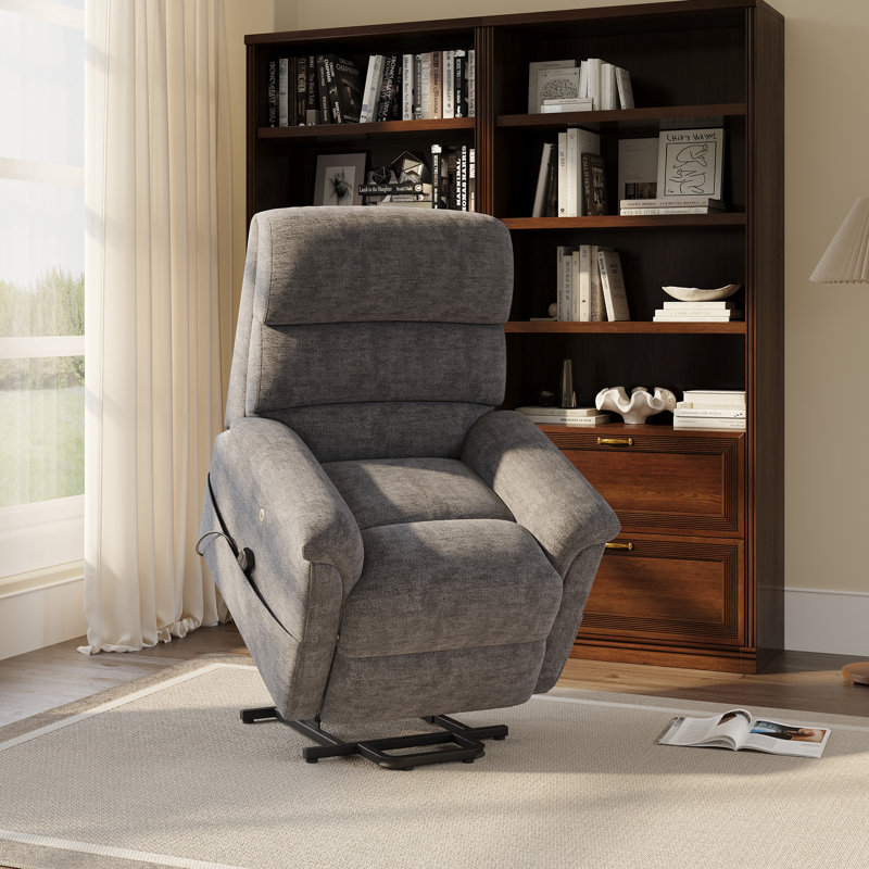 Electric Recliner Chair With Dual Motors, Vibration Massage, Heating, Assisted Lift, 270° Swivel, USB & Type-C Charging, Storage Pockets