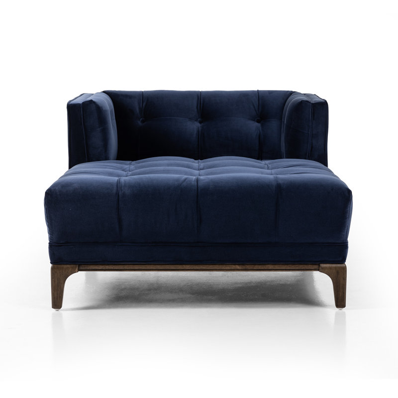 Dylan Velvet Chaise Lounge, Sapphire Navy Velvet