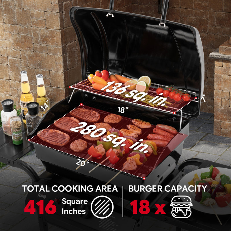 Feasto 2-burner Propane Gas Grill With Collapsible Bbq Prep Tub