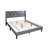 Stylish Grey Velvet Queen Bed With Platform Base, Distinctive Headboard, Wood Slats Support Modern Size In Velvet, Streamlined Wooden Slat Frame-1904312849