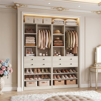 56" Closet Organizer System with Drawers and Shelves