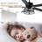 52 Inch Black Ceiling Fan with Light, Industrial Crystal Ceiling Fan with 5 Blades, 6-Speed Reversible DC Motor Modern Ceiling Fan