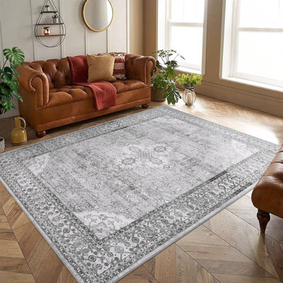 Tapis lavable à la machine Tapis antidérapant antidérapant Tapis rétro à poils courts Imprimé rétro Tapis pliable résistant aux taches pour chambre à coucher Salon Chambre d'enfant Bureau de chambre de bébé