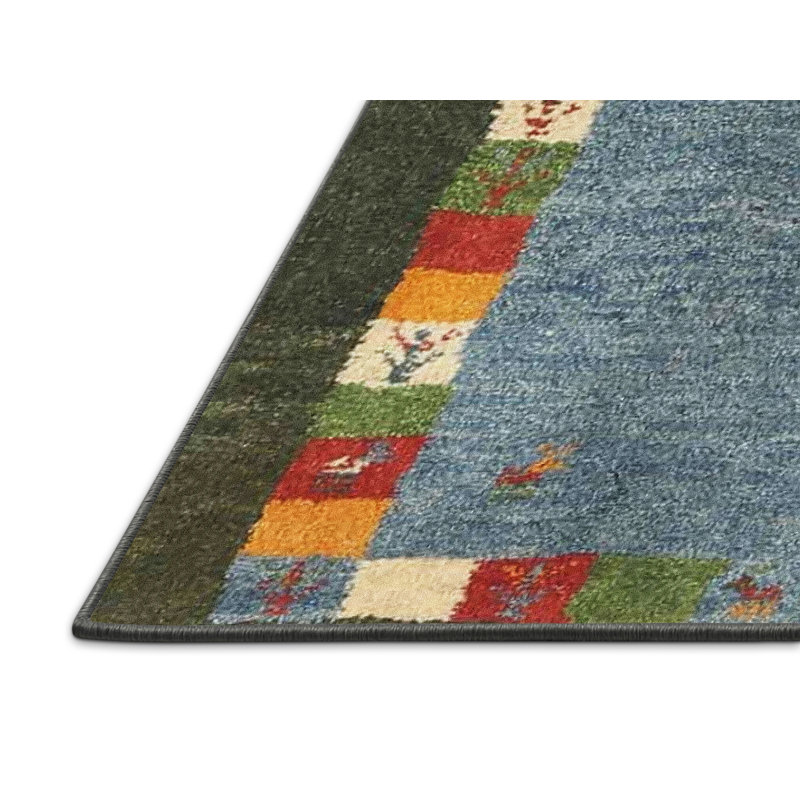 Tapis gris clair/vert clair contemporain, Rectangle 6 pi x 9 pi