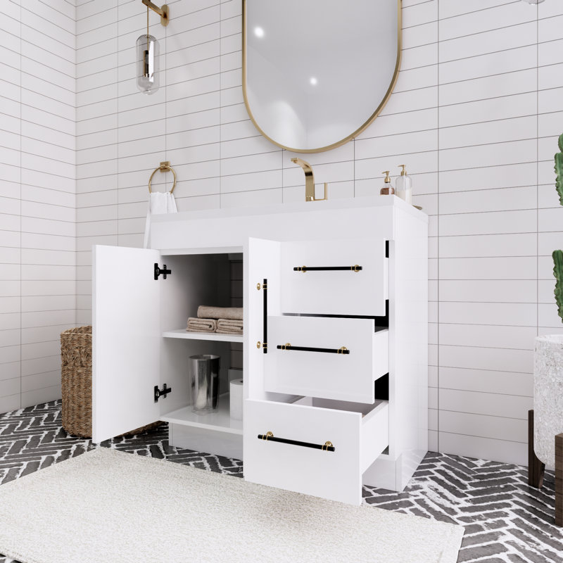 Meuble-lavabo simple l 36 po, Blanc brillant