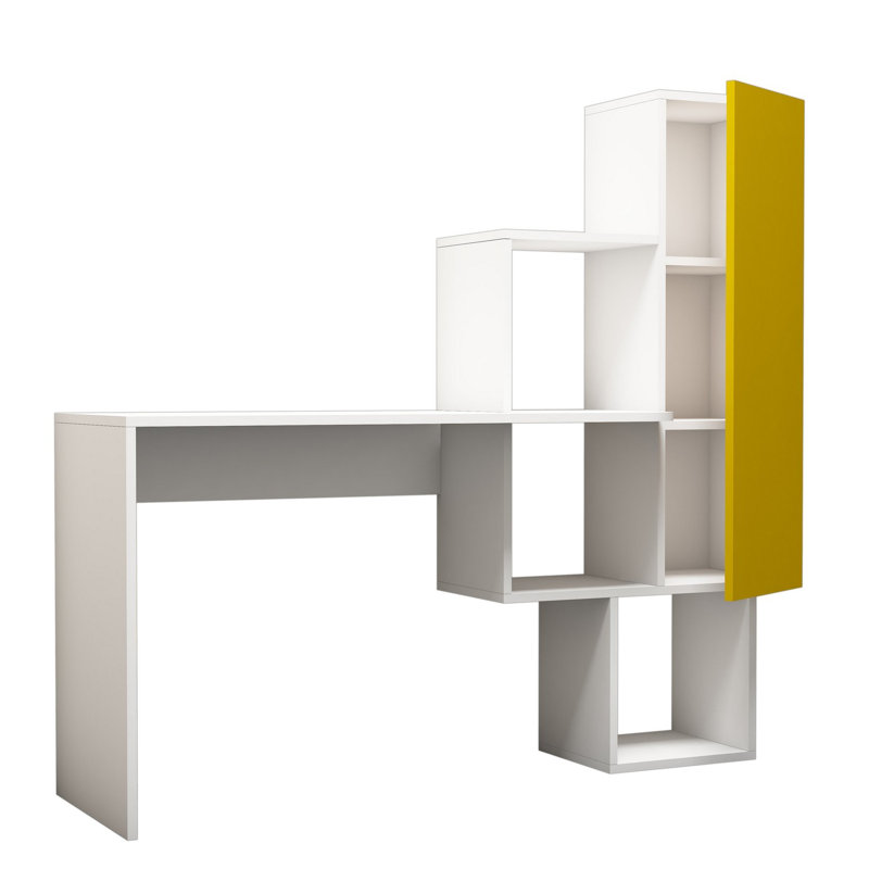 Loucks Computer Desk, Yellow/White