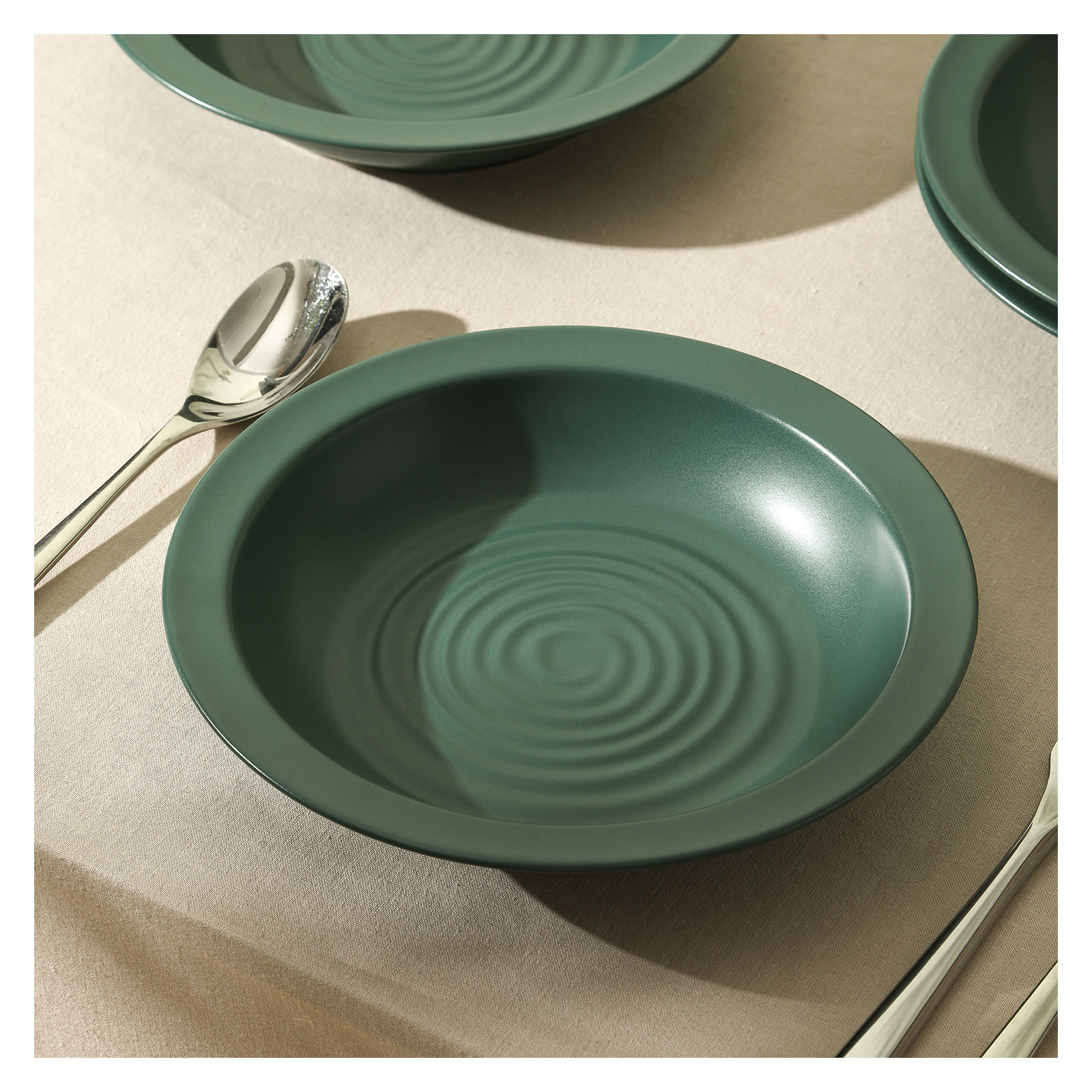 Stone Lain Orbit 12-Piece Dinnerware Set Stoneware, Green