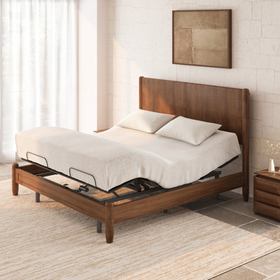 Cadre de lit ajustable sans dégagement, format King, base réglable électrique avec inclinaison indépendante de la tête et des pieds, télécommande sans fil, position zéro gravité, moteur silencieux, capacité de 340 kg, dégagement de 30 cm sous le lit