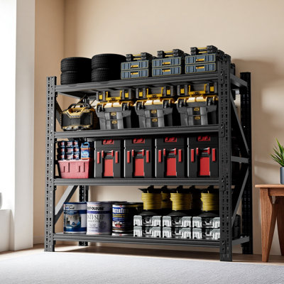 Étagère de garage robuste de 5000 lb, unité de rangement réglable en métal à 4 tablettes (H 63 po x l 67 po x P 23,7 po), capacité de 5000 lb pour l'entrepôt