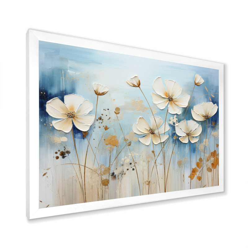 Collage de prairie sur toile, H 24 po x l 32 po x P 1 po, Cadre simple blanc