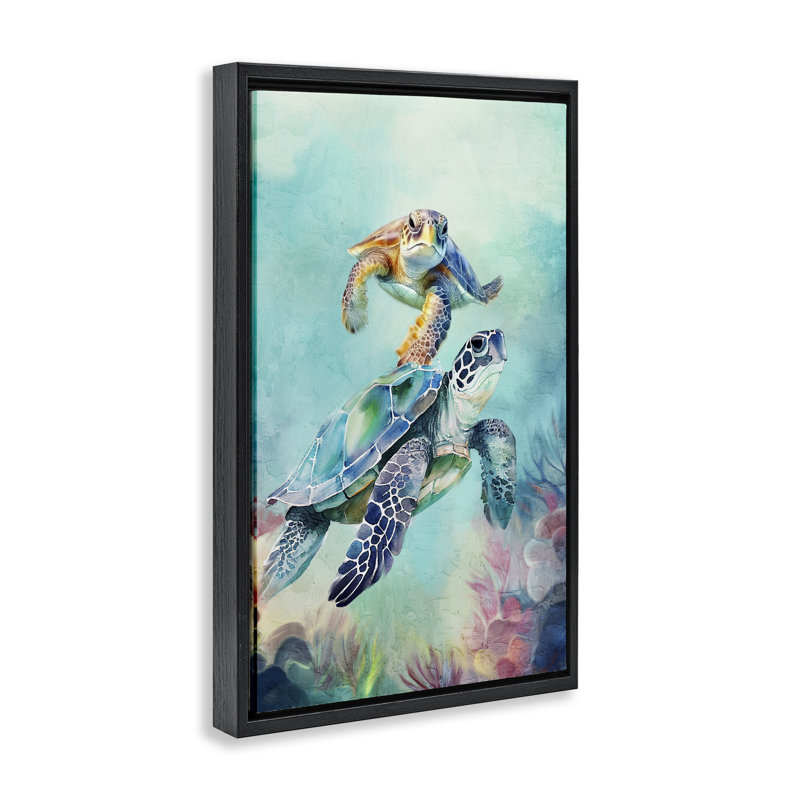 Toile flottante sous-marine, art par Kim Allen, H 25 po x l 17 po, Cadre flottant noir de jais