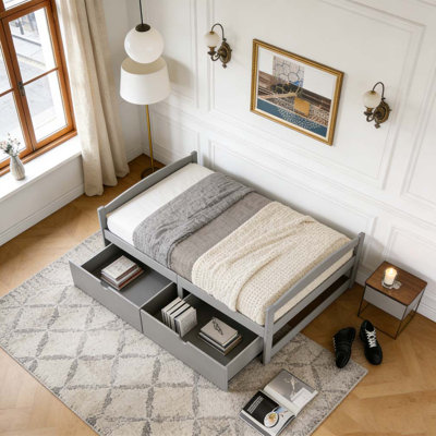 Lit plateforme simple avec deux tiroirs