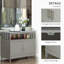 Buffet, armoire de cuisine moderne, armoire à café avec tablette à 2 niveaux et compartiment ouvert