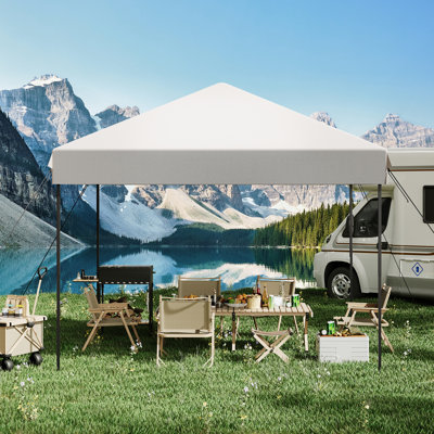 Abri de soleil blanc commercial robuste résistant à l'eau 10 x 10 pi avec 3 hauteurs réglables, idéal pour les événements, les fêtes et le camping