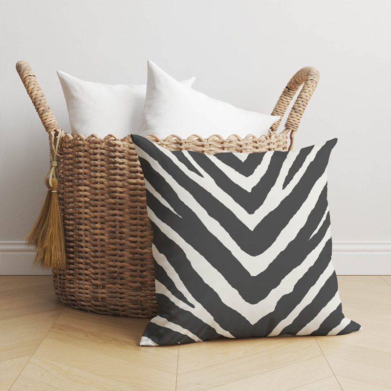 Coussin Zebra, Ivoire/gris anthracite, H 20 po x l 20 po