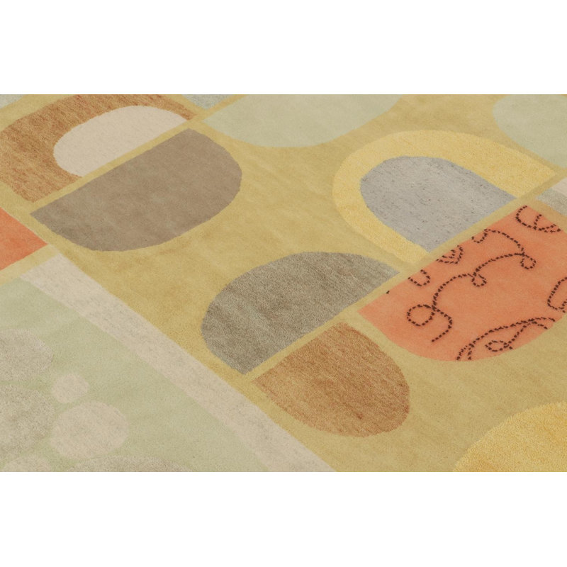 Hand Knotted Geometric Area Rug, Rectangle 10' x 14'
