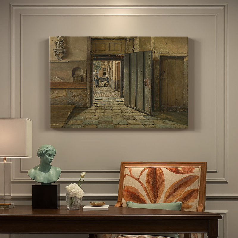 La porte ouverte-Henri De Braekeleer-Toile tendue avec châssis-c. Fin du 19e siècle, 32 x 48