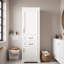 Grand rangement autoportant pour salle de bain avec 2 portes à charnières, 2 tiroirs, tablette réglable et poignées noires Lron