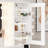 8 Drawers Vanity Desk With LED Lighted Mirror and Charging Station, Dressing Table With Side Cabinet, White-1104528954