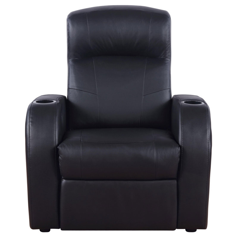 Fauteuil inclinable noir rembourré avec porte-gobelet