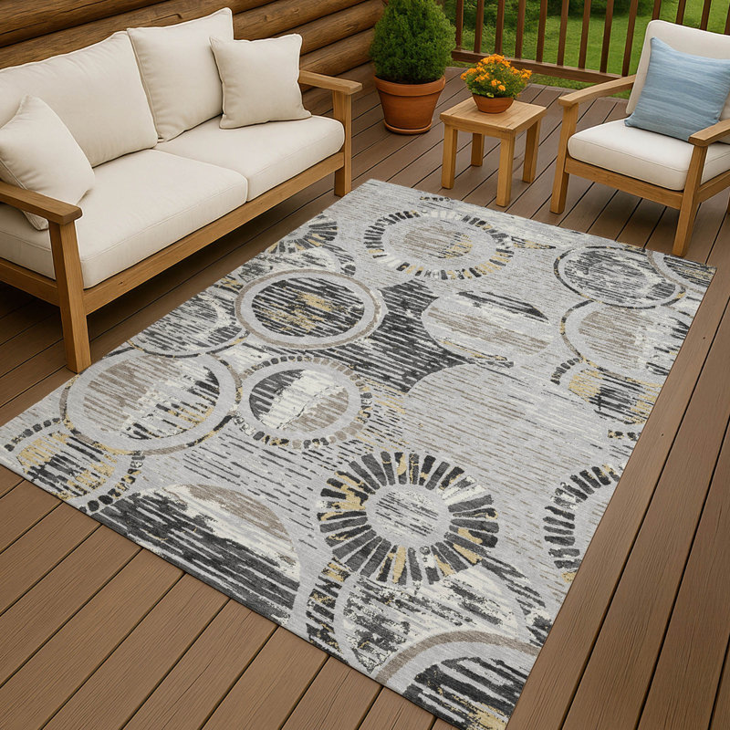Tapis géométrique intérieur / extérieur lavable à la machine Chantille ACN2633, Argent, 2 pi 6 po x 3 pi 10 po