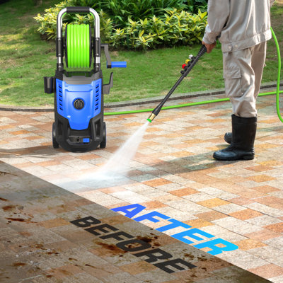 5000 PSI Electric Pressure Washer, Power Wahser Powered with 33ft Pressure Hose, 4 Nozzles and Foam Cannon, Powerwahser for Home, Car,Fences,Patio, Blue