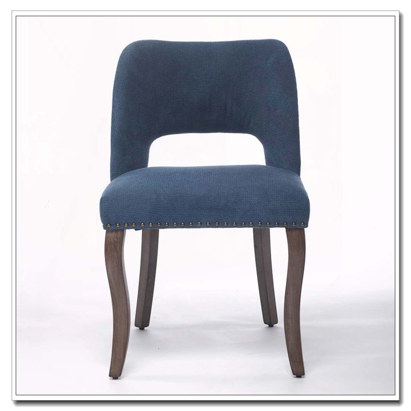 Chaise de salle à manger rembourrée en tissu, chaises de cuisine, chaises de salle à manger en bois, Bleu